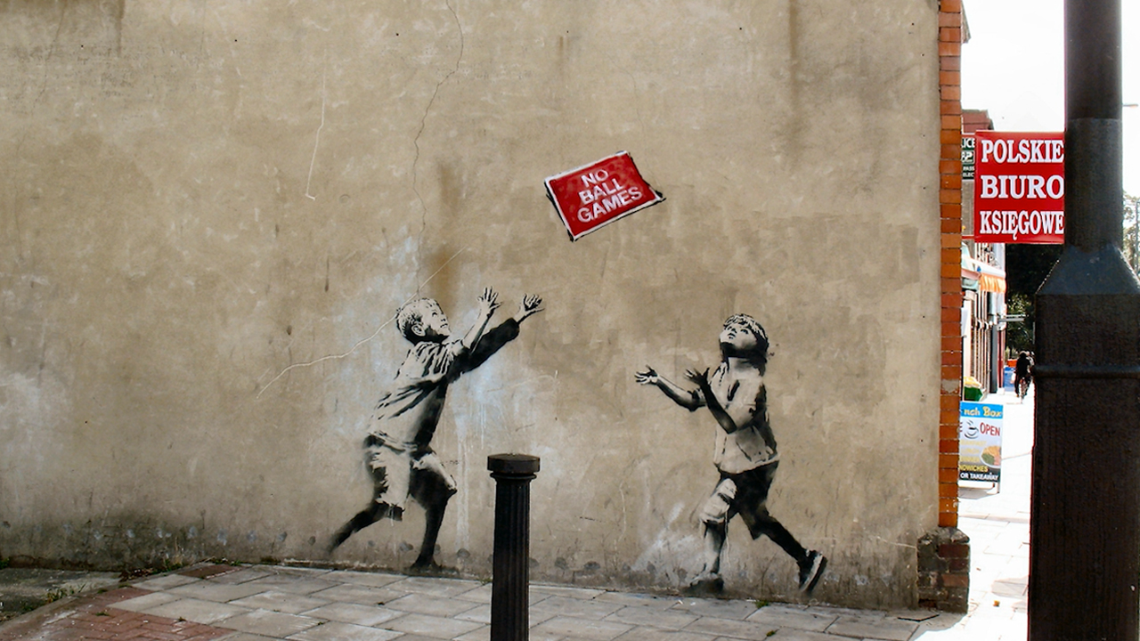 play this in a pop-up Banksy FILA Deichmann